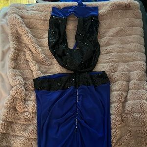 Sexy Gown with slit in the front of the skirt part. One piece together.